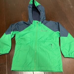 Columbia Green and Blue Raincoat Weather-Resistant Hooded Design